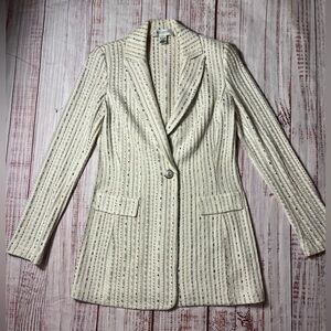 St. John Collection Ivory Blazer with Subtle Stripes
